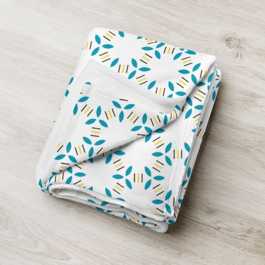 Harmony Hues Throw: Teal, White & Yellow product image (9)