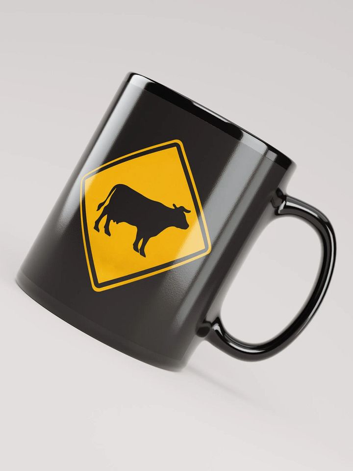 "Cow crossing sign" black glossy mug product image (2)