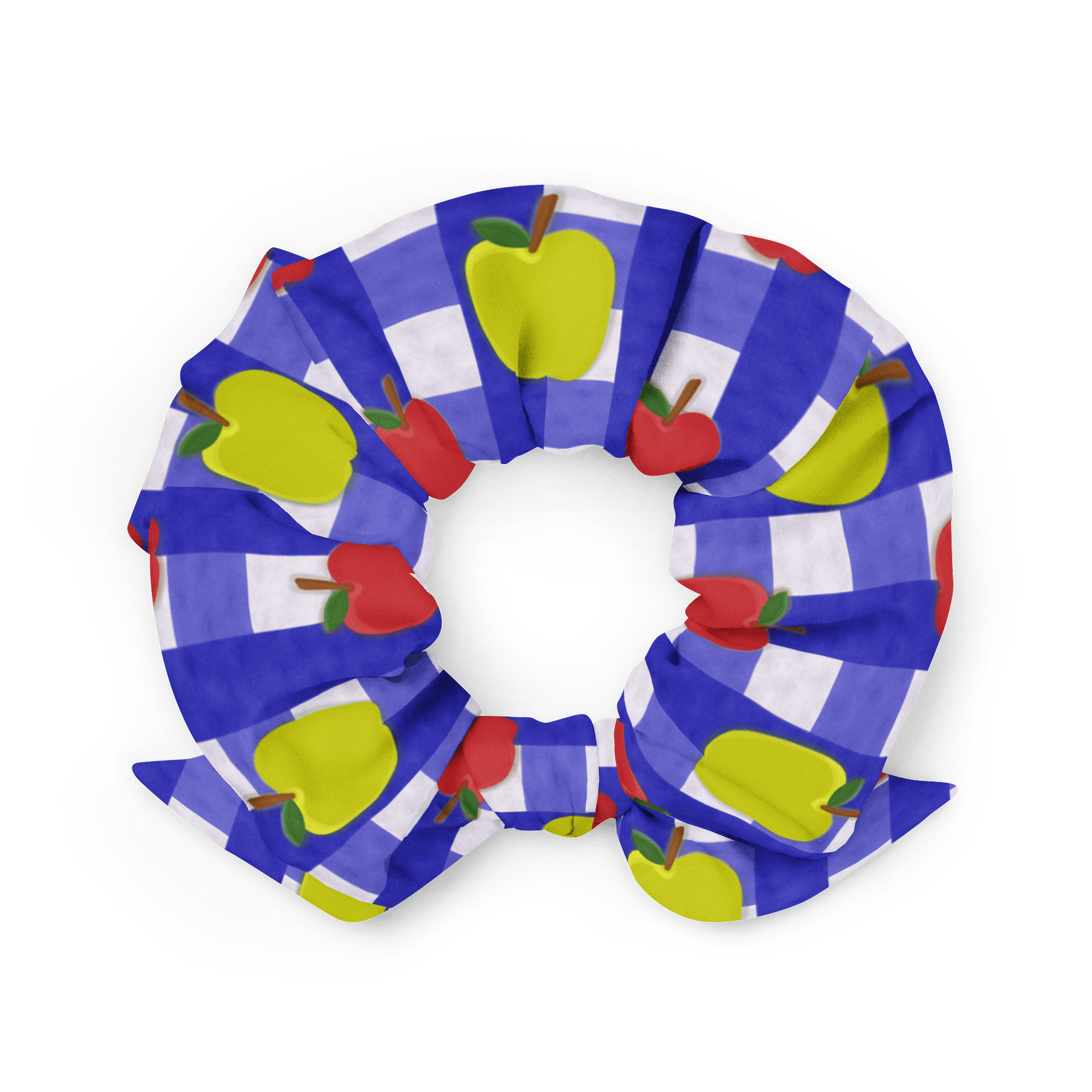 Apple Gingham Pattern-Blue Background Scrunchie product image (2)