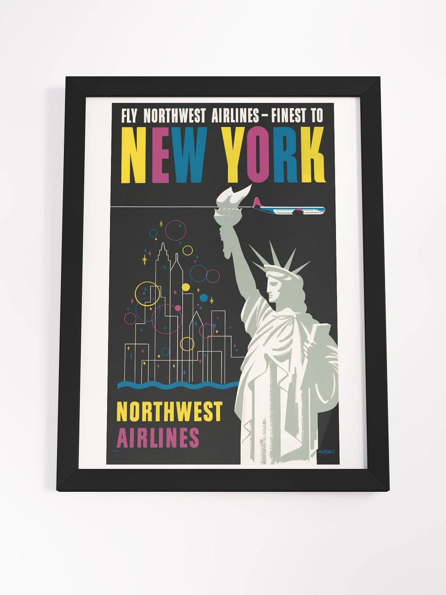 Framed Vintage Fly Northwest Airlines New York product image (30)