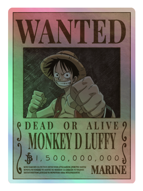 Monkey D. Luffy Wanted Poster Holographic Sticker Sheet product image (2)