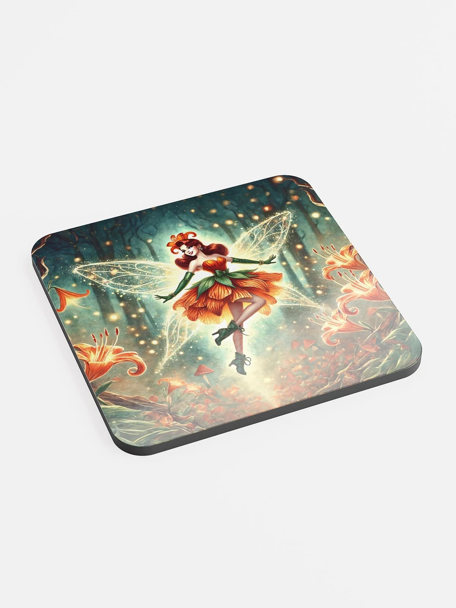 Enchanted Orange Lily Fairy Cork Coaster product image (2)