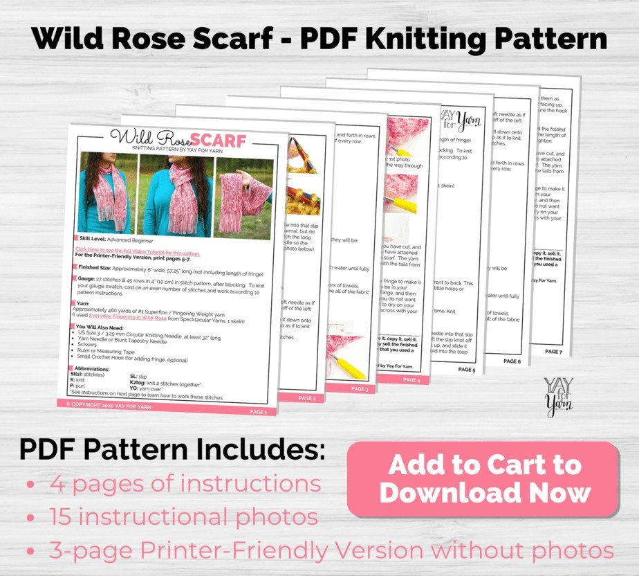Wild Rose Scarf - PDF Knitting Pattern & Video Tutorial product image (5)