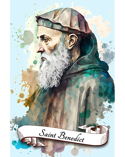 Saint Benedict Of Nursia Father Of Monasticism Patron Saint of Europe, Speleologists, Students, Farmers, Poison Victims, People Suffering from Infectious Diseases Matte Poster product image (1)