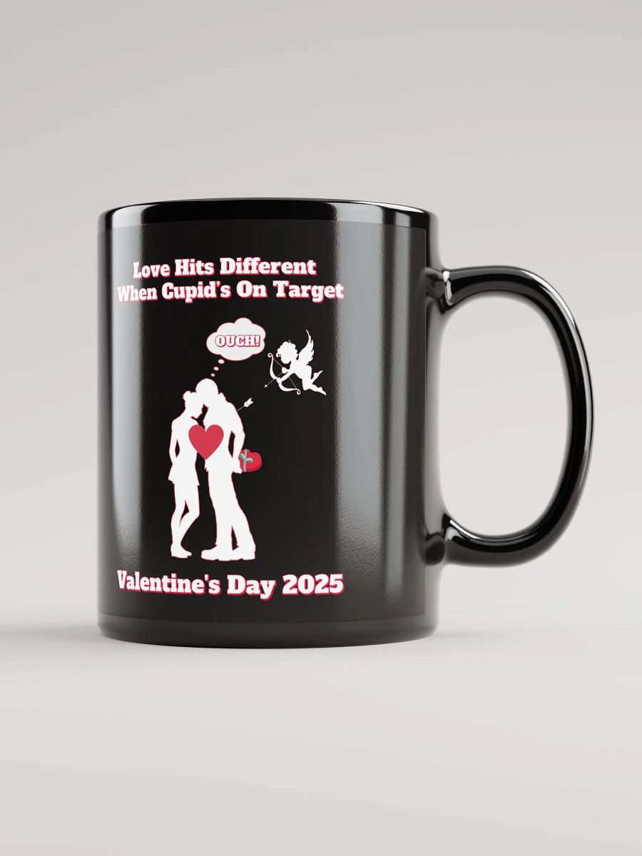 When Cupid's On Target Valentine's Day Black Mug product image (7)