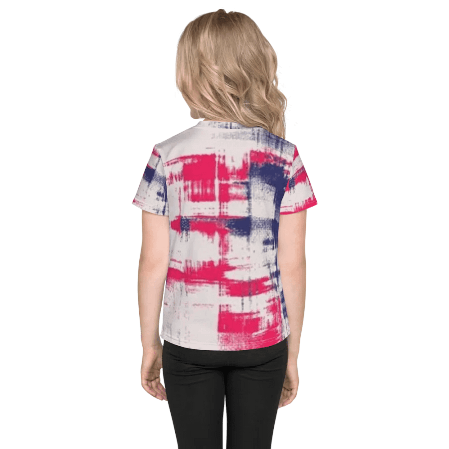 Kids Crew Neck T-Shirt Red Blue All-Over Print product image (2)