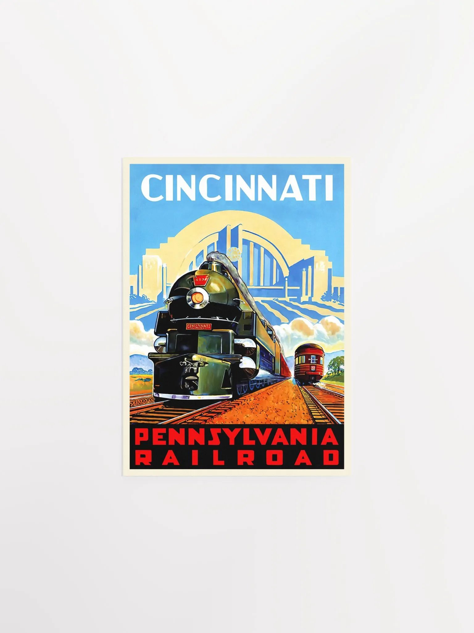 Cincinnati Pennsylvania Railroad, 1950s — retro train poster, vintage train art, train print, retro travel wall art product image (6)