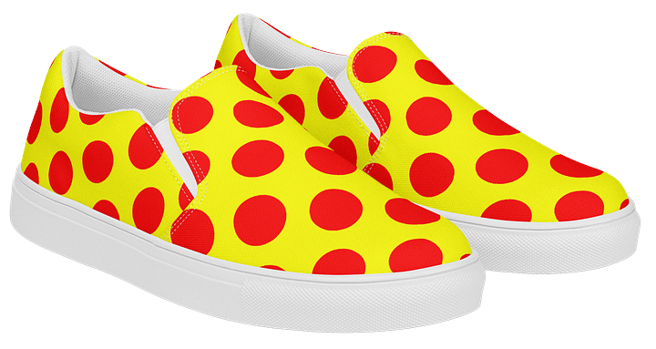 Red Polka Dots on Yellow Women's Slip-On Canvas Shoes product image (2)