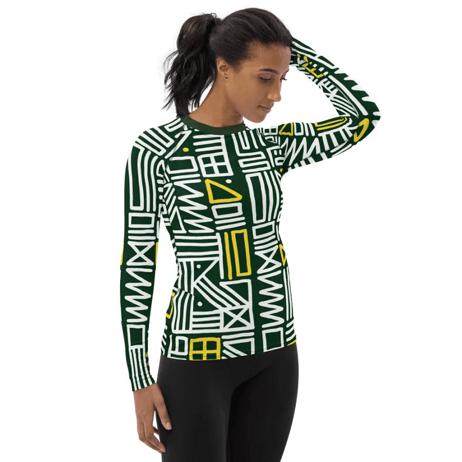 Artisan Spirit: Hand-Drawn African Abstract Pattern All-Over Print Women's Rash Guard product image (5)