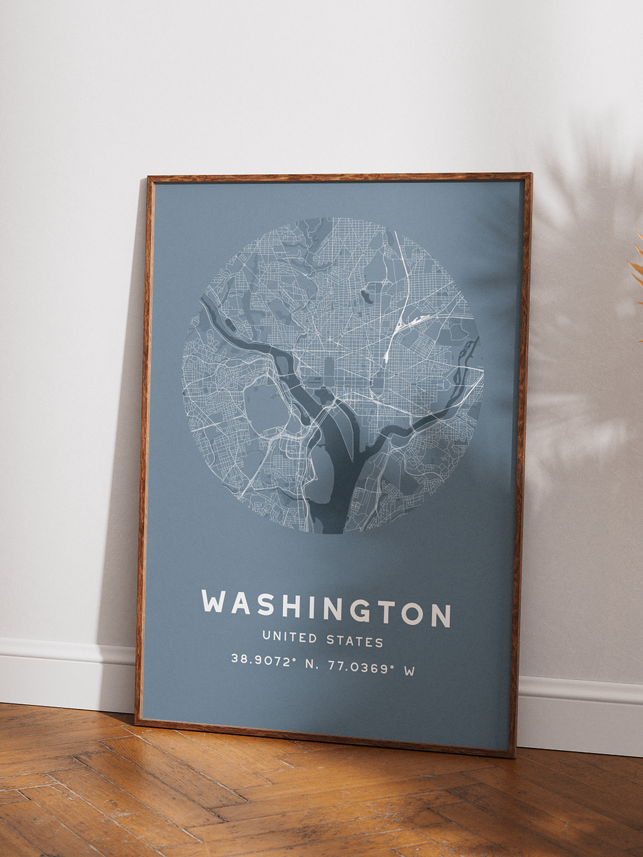 Washington Street Map Poster – Blue Minimalist Circular City Art product image (3)