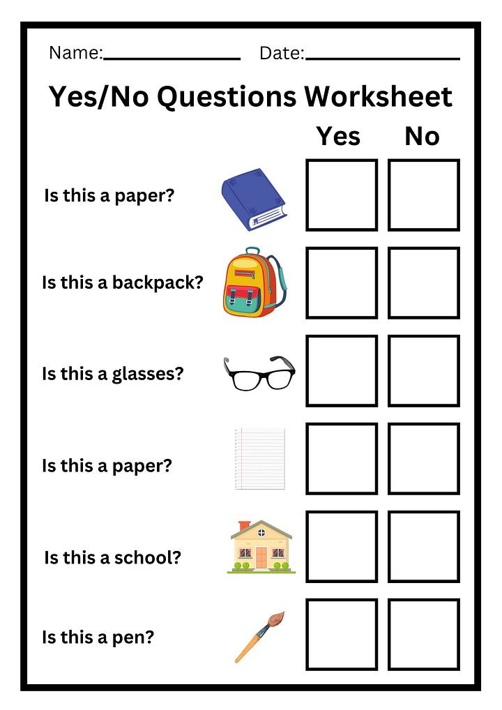 Yes and No Questions Worksheet product image (1)