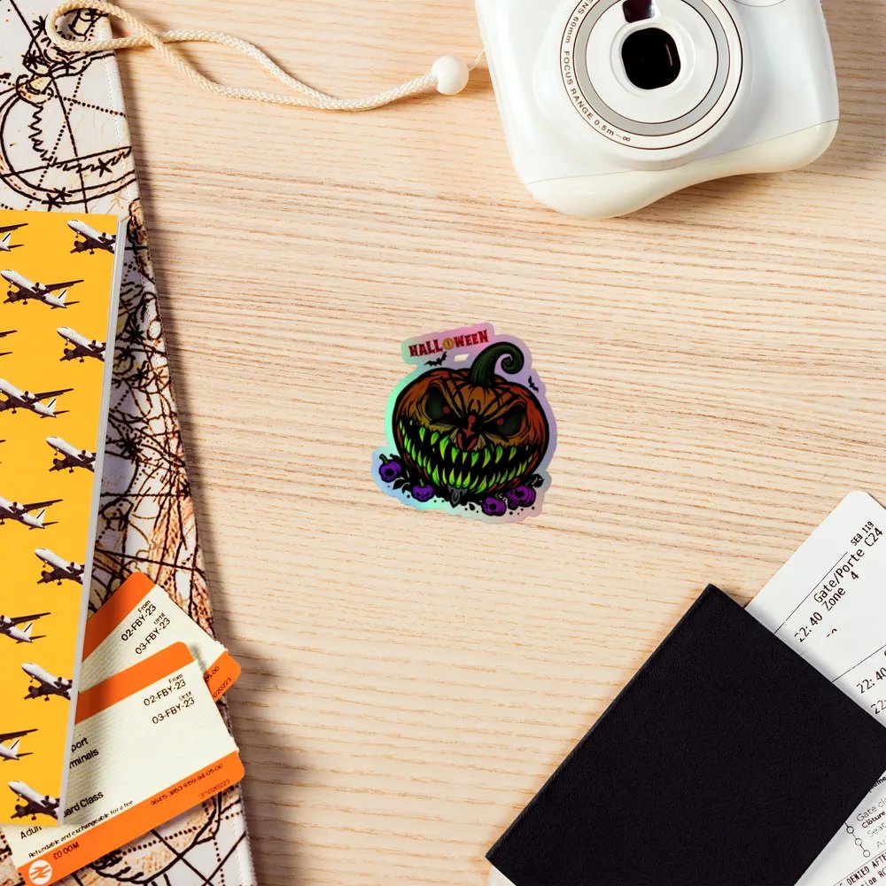 Halloween Evil Pumpkin Holographic Sticker product image (7)