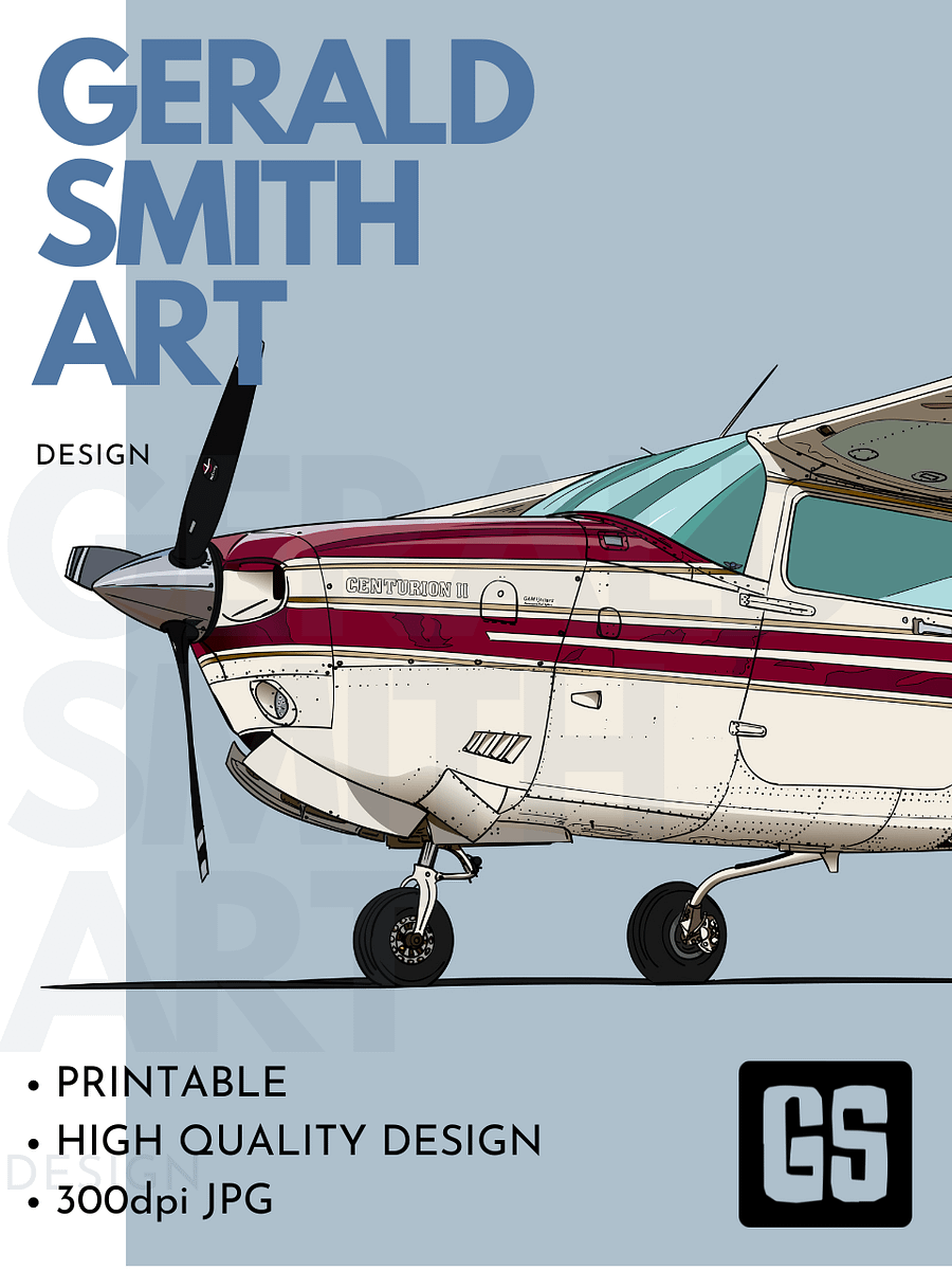 Cessna 210 ZS-KYJ Digital Printable Aviation Art Illustration Perfect Gift for Pilots & Enthusiasts product image (3)