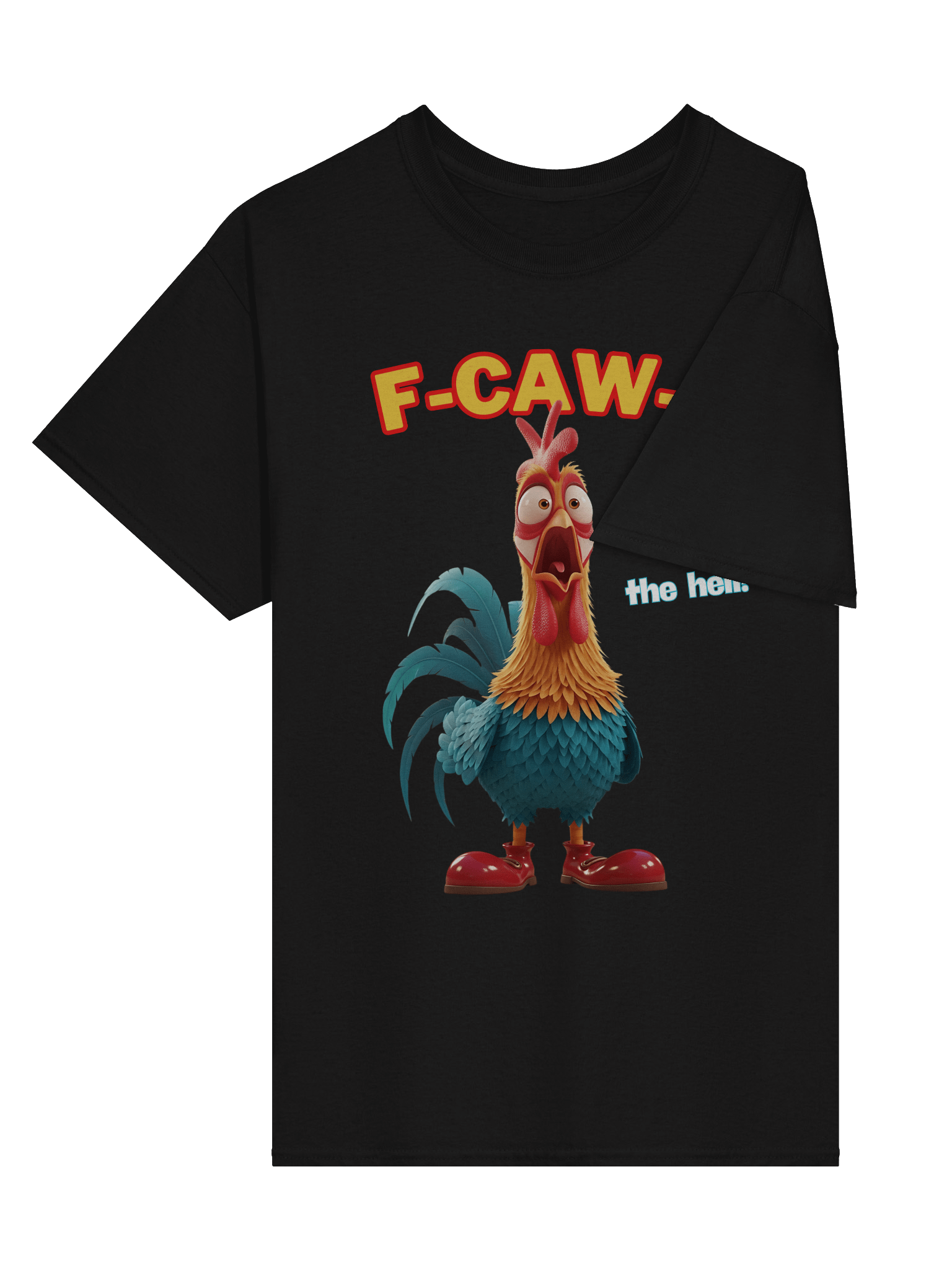 FUNNY ROOSTER T-SHIRT – BIG ROOSTER GRAPHIC TEE WITH “F-CAW-F” & “WHAT THE HELLI” SLOGANS – FARM HUMOR SHIRT, GAG GIFT product image (24)