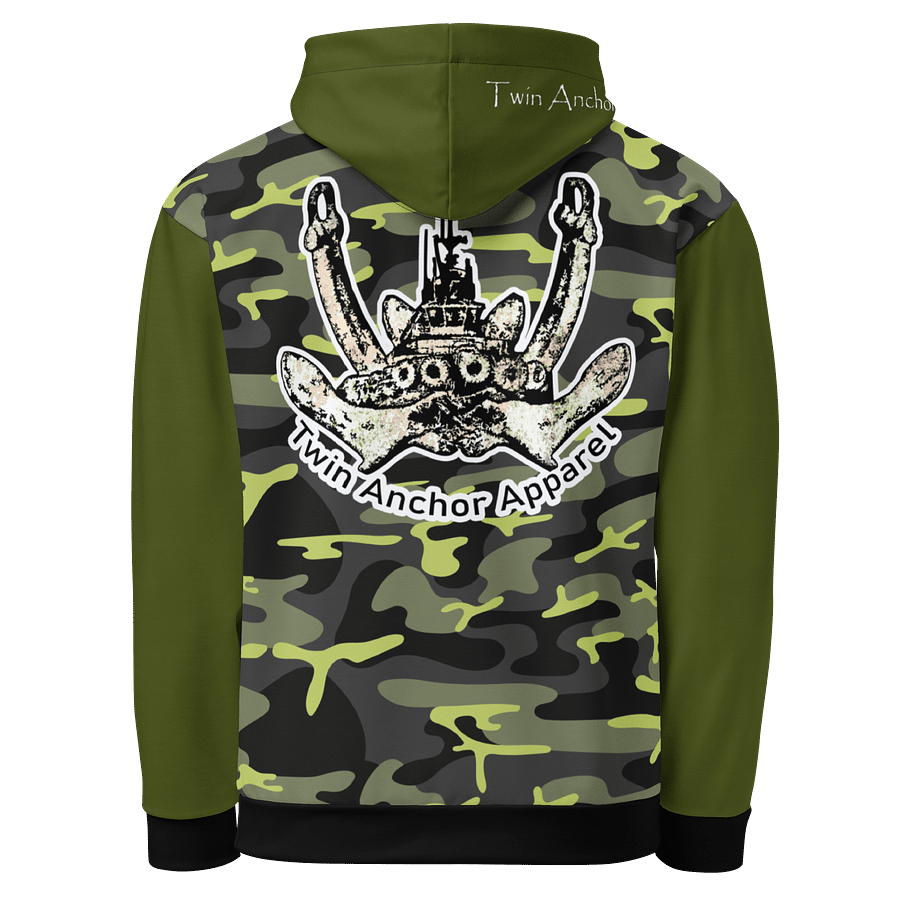 Green & Camouflage Twin Anchor Logo Hoodie product image (3)