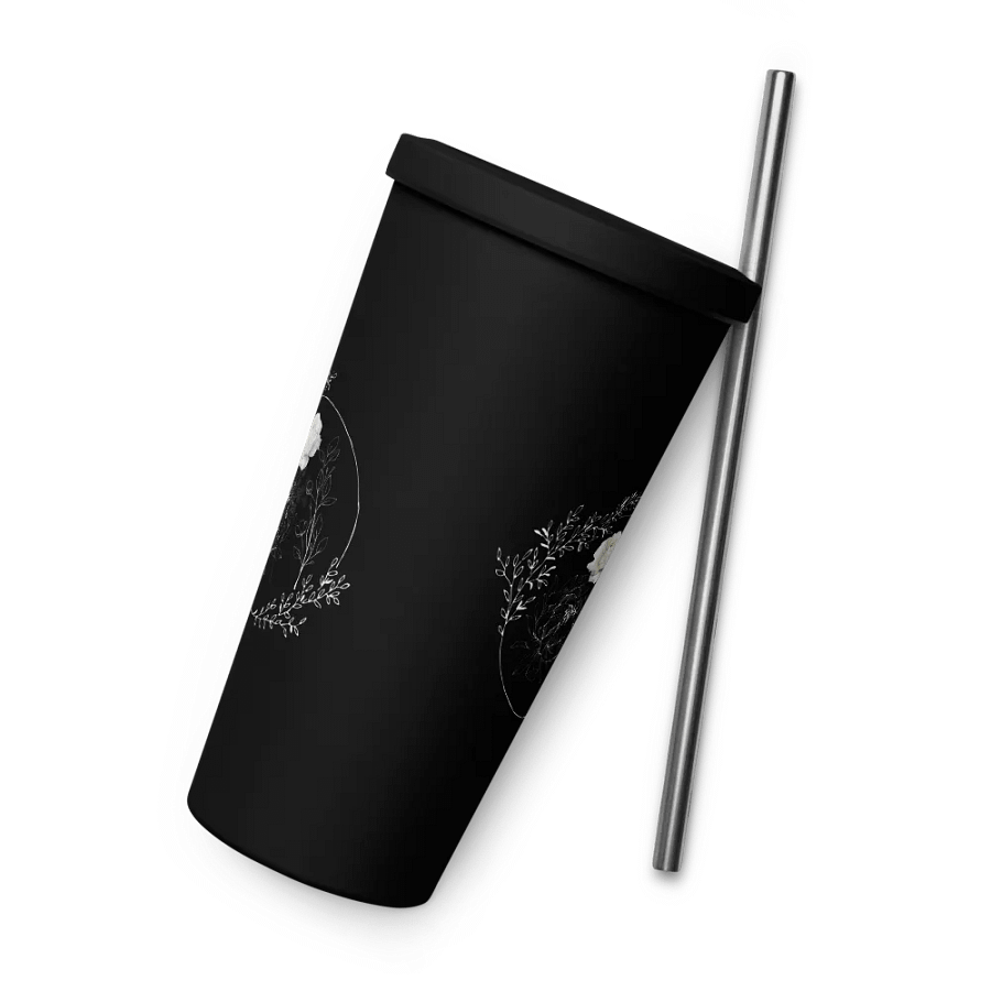 Floral White Line Tumbler with Straw product image (7)
