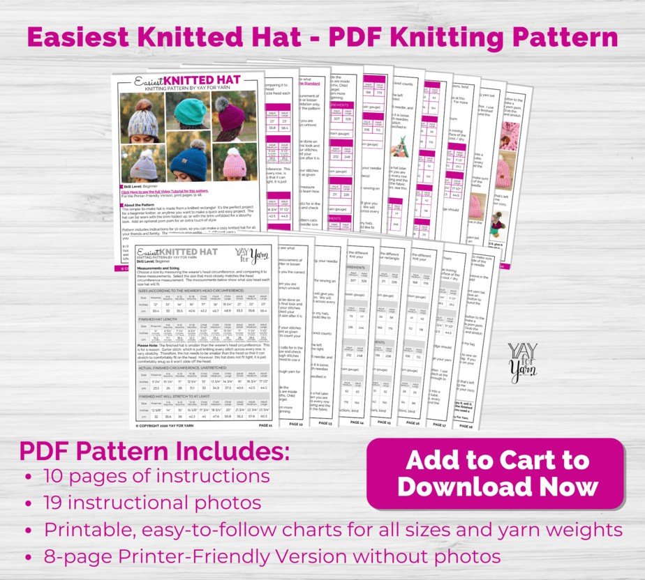 Easiest Knitted Hat EVER - PDF Knitting Pattern & Video Tutorial for Beginners product image (4)