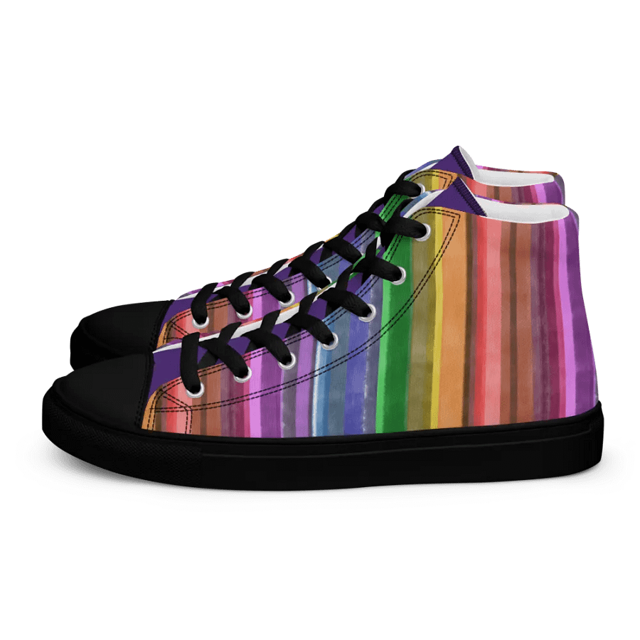 Cool Gouache Striped Men's High-Top Canvas Shoes product image (2)