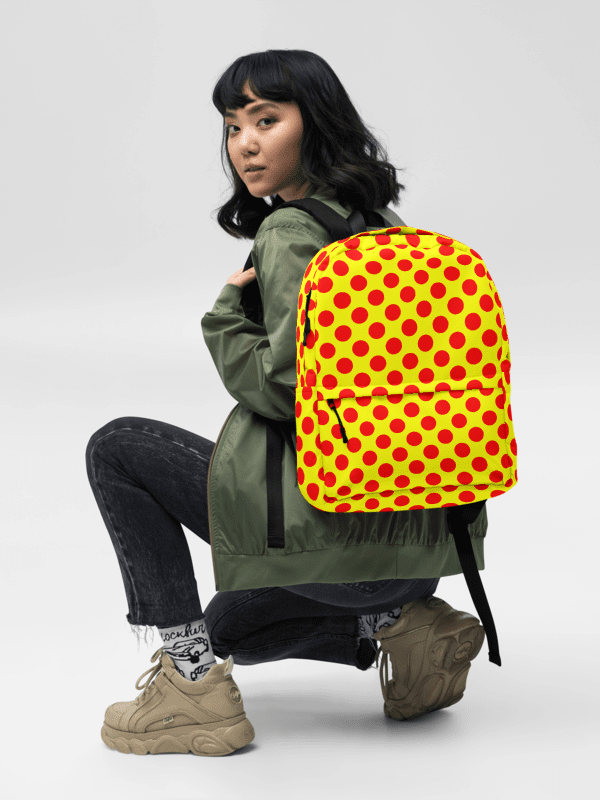 Red Polka Dots on Yellow Backpack product image (2)