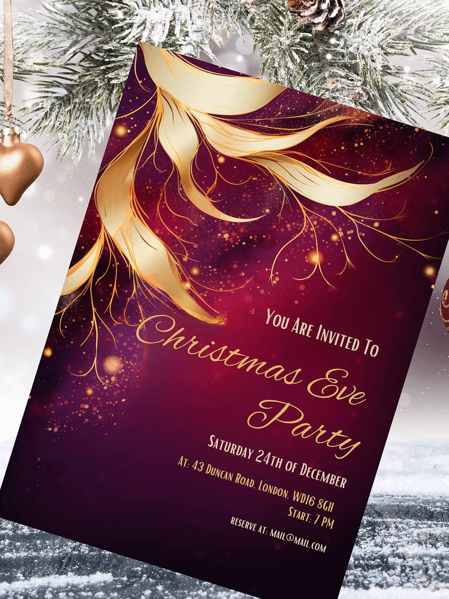 Red, Purple and Gold Christmas Party Invitation | Editable in Canva | Christmas Party Printable | Holiday Invitation Template | Canva product image (5)