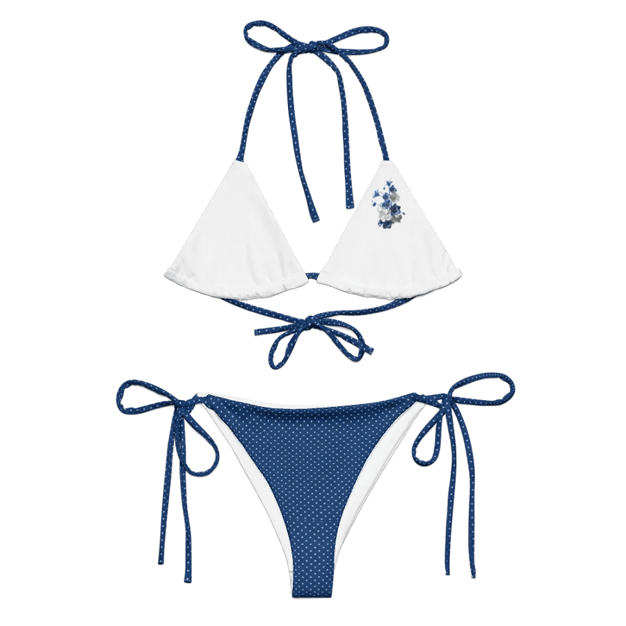 Low Rise Cheeky String Bikini With Blue Polka Dot Bottoms product image (5)