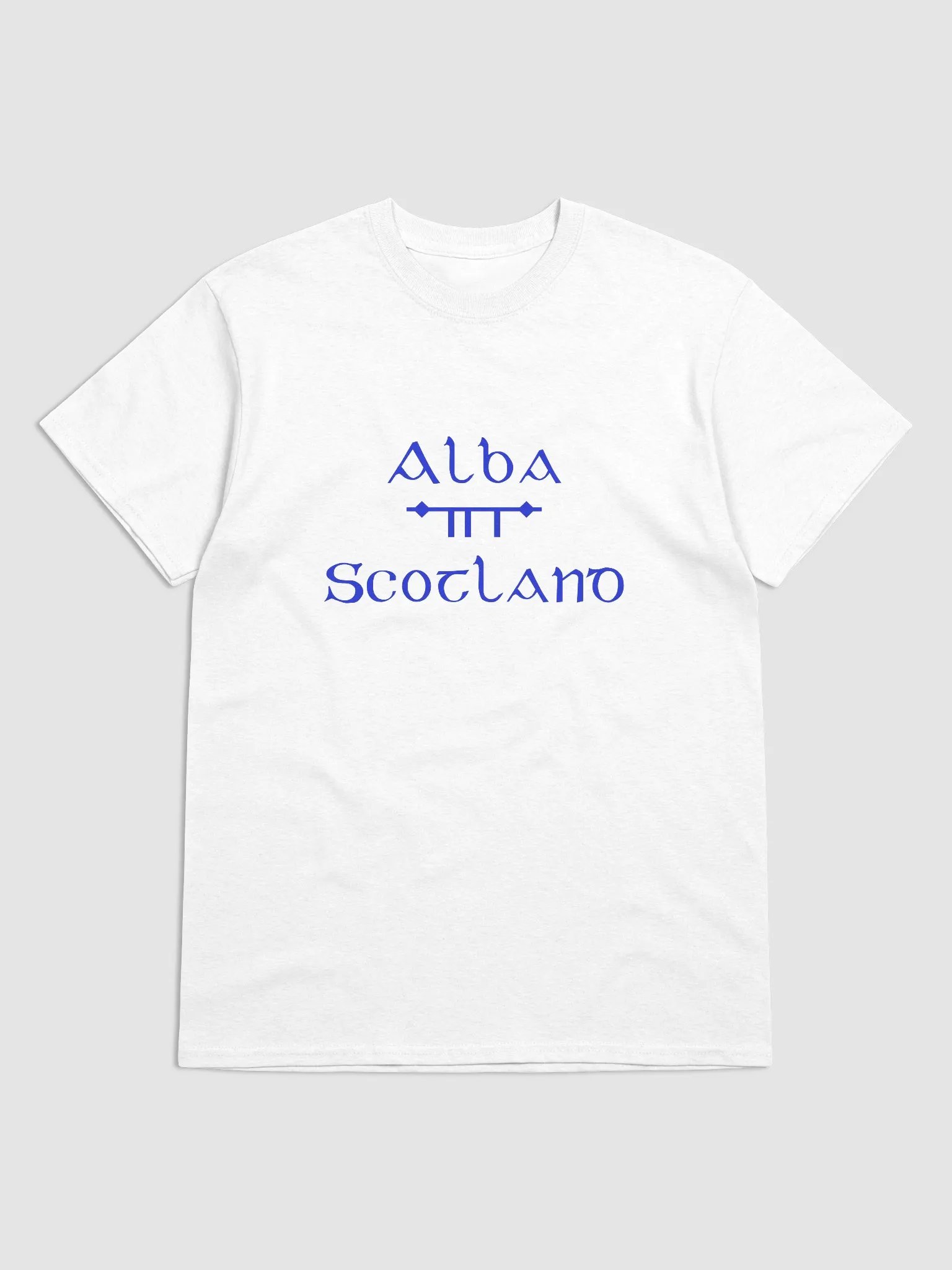 Scotland/Alba Scholastic style Ogham White printed T-shirt product image (1)