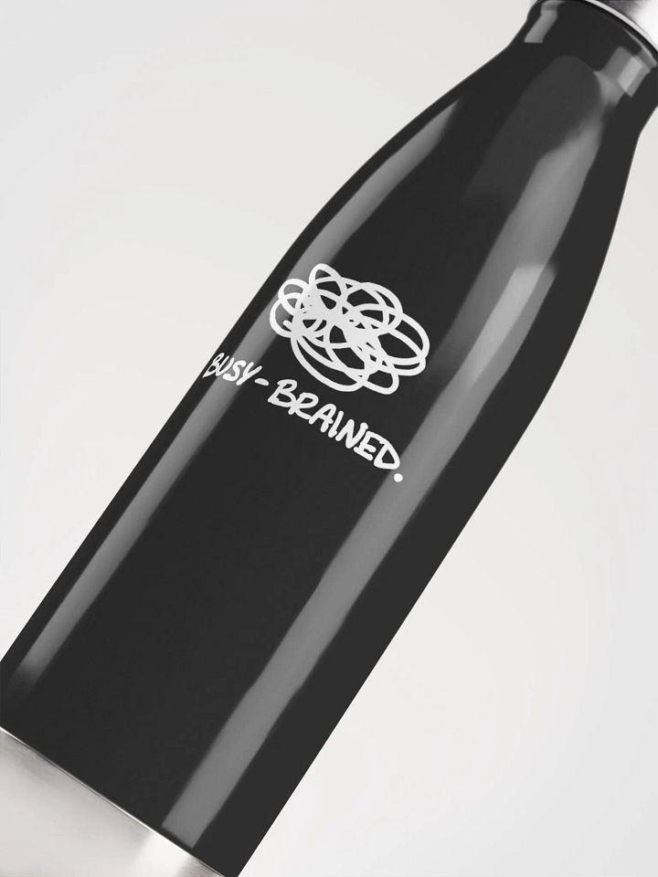 BUSY-BRAINED (white design) stainless steel water bottle product image (1)