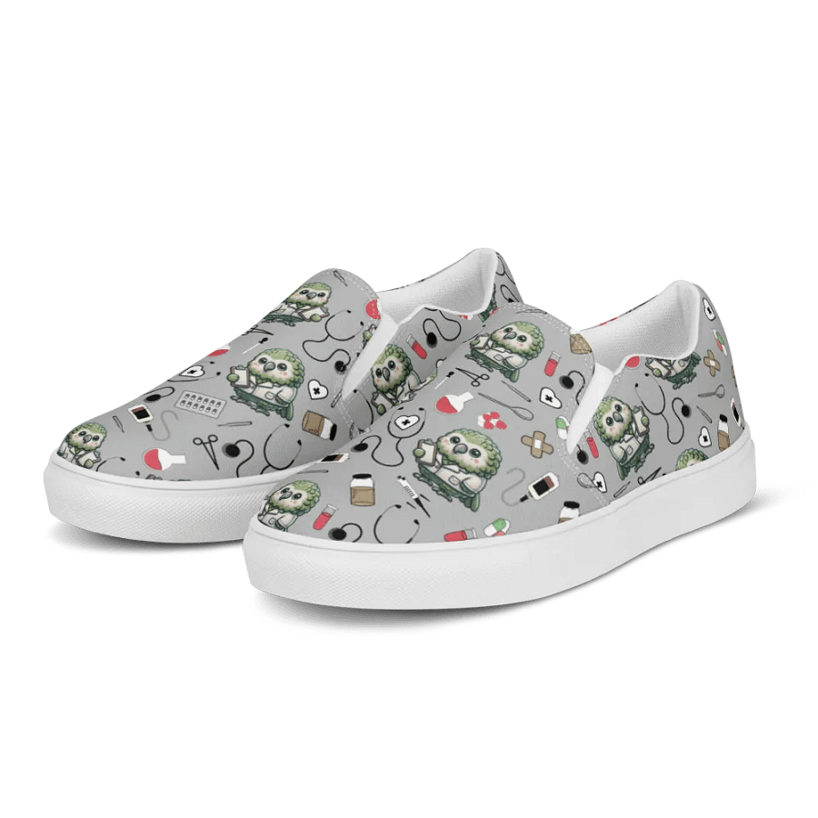 Cute Medical Kakapo Slip-On Canvas Shoes (Grey) product image (6)