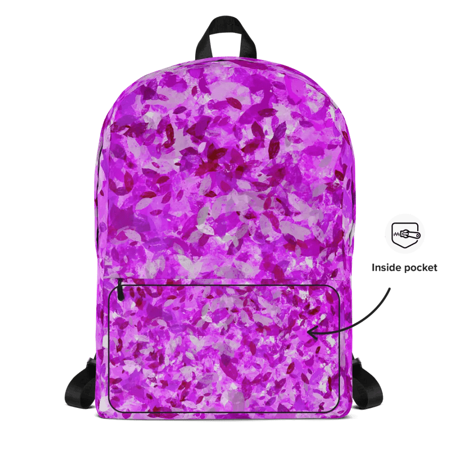 Pink leaves All over print Backpack product image (7)