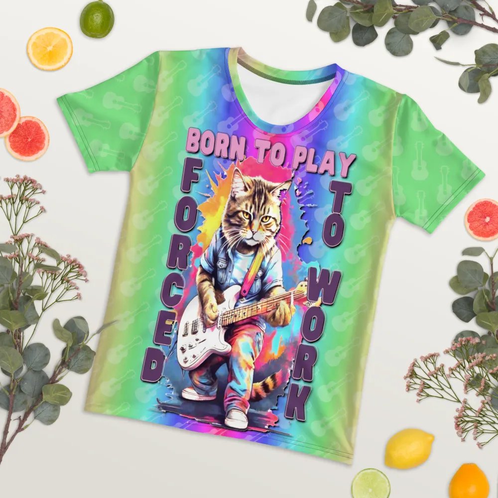 Born to Play Cat Guitar All Over Print T-shirt product image (7)
