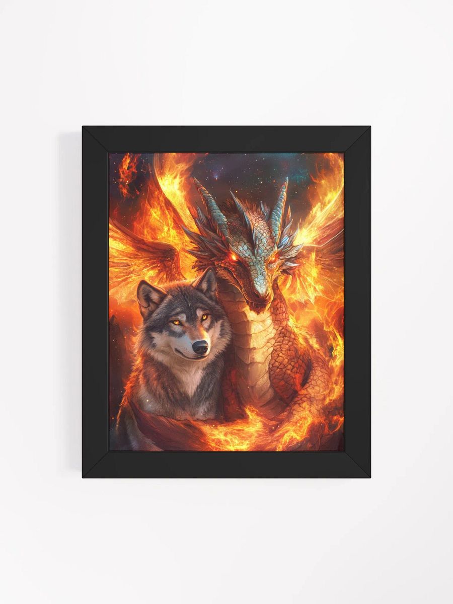 Fire dragon & wolf 01 - Framed High Quality Matte Poster product image (24)