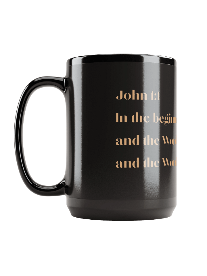 John 1:1 Verse Black Glossy Mug (Light Brown) - John 1:1 Co. product image (1)