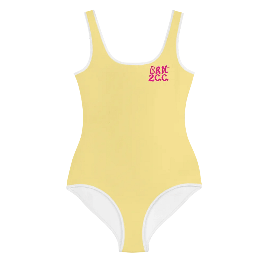 💖Girls' | Youth | BRN.2C.C.™ | Pale Yellow Swimsuit 👙| Pink Logos product image (3)