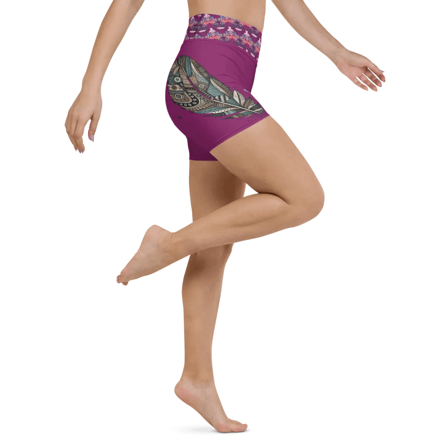 Zen Feather All-Over Yoga Shorts product image (6)