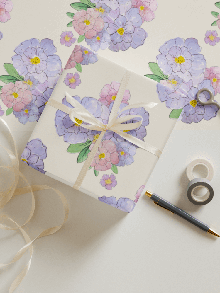 Gingham Blossoms Wrapping Paper Set of 3 Sheets product image (1)