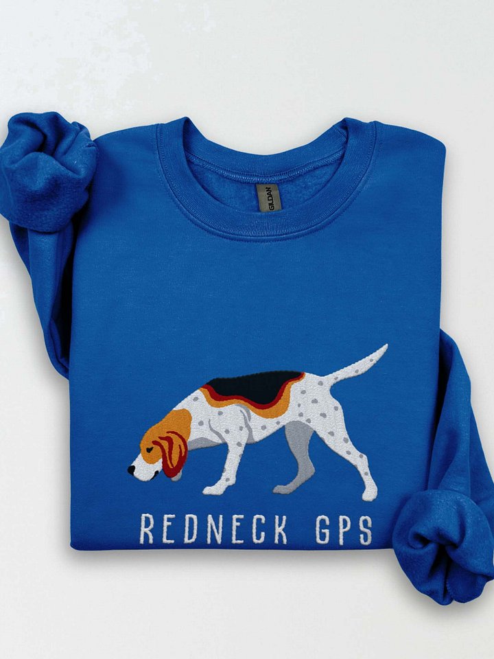 Redneck GPS Sweatshirt (Embroidered) of a Treeing Walker Coonhound product image (1)