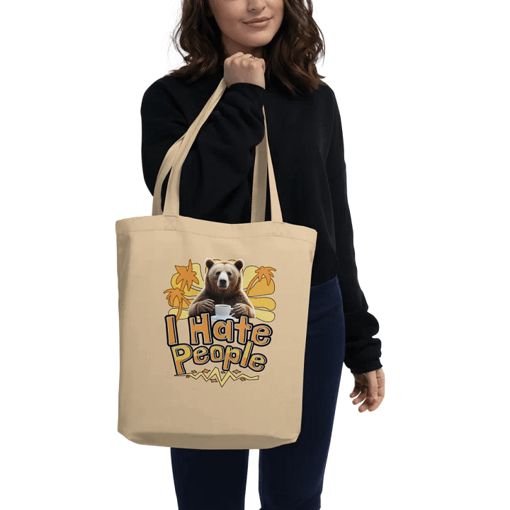 I Hate People Bear Playful Eco Tote Bag product image (2)