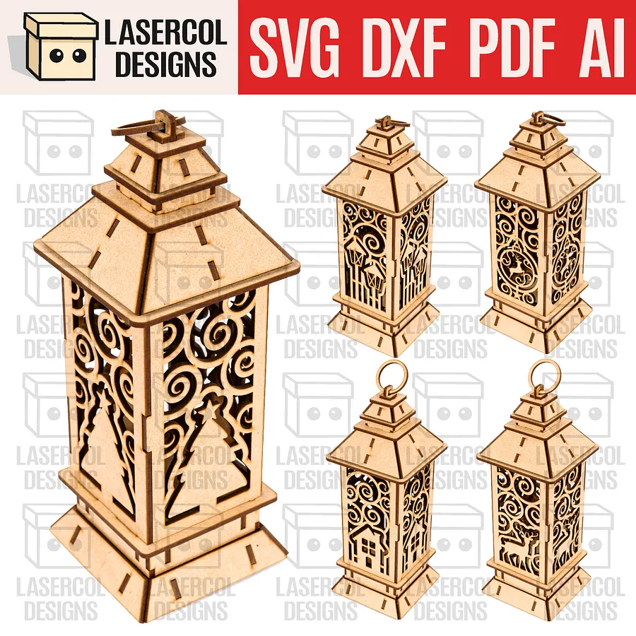 Christmas Lanterns (5 Styles) - Laser Cut Files product image (1)