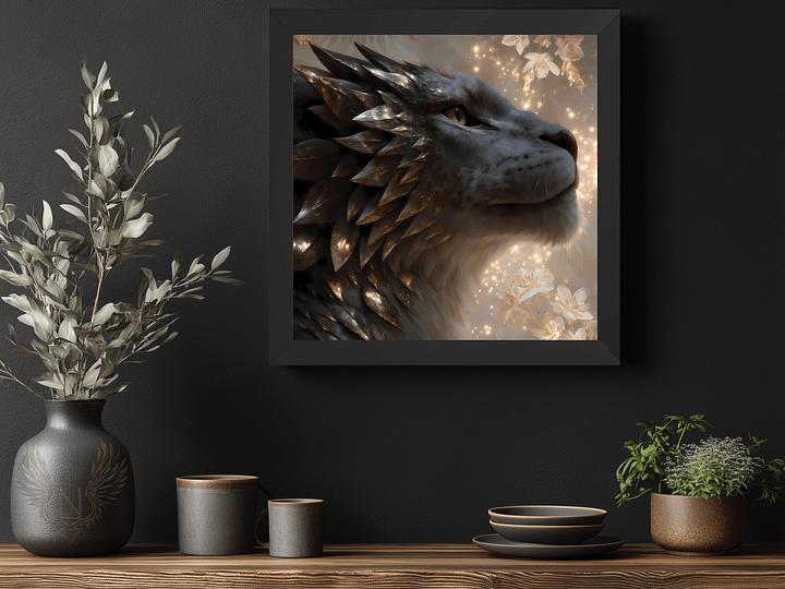 Starlit Guardian: Celestial Lion Fantasy Wall Art Print product image (2)