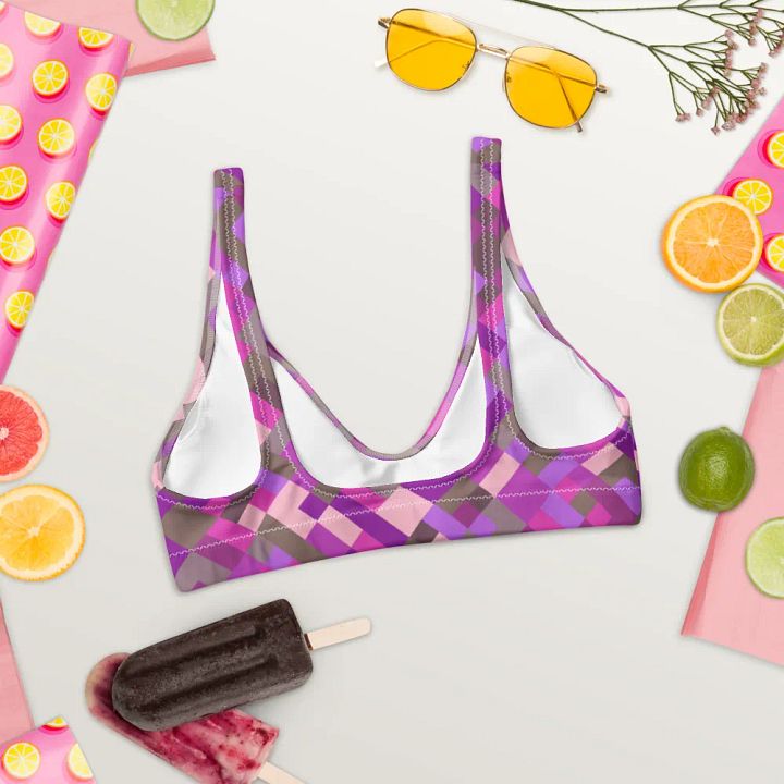 Colorful Mosaic Pattern Design Padded Bikini Top - v5 product image (2)