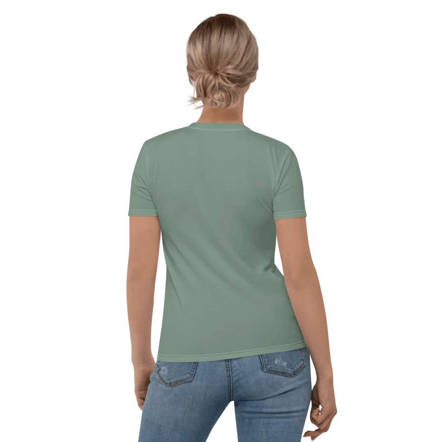 Plain Medium Sage Green Soft Summer Women's Crewneck Polyester Heavyweight Premium T-Shirt by Treasure Pie product image (5)