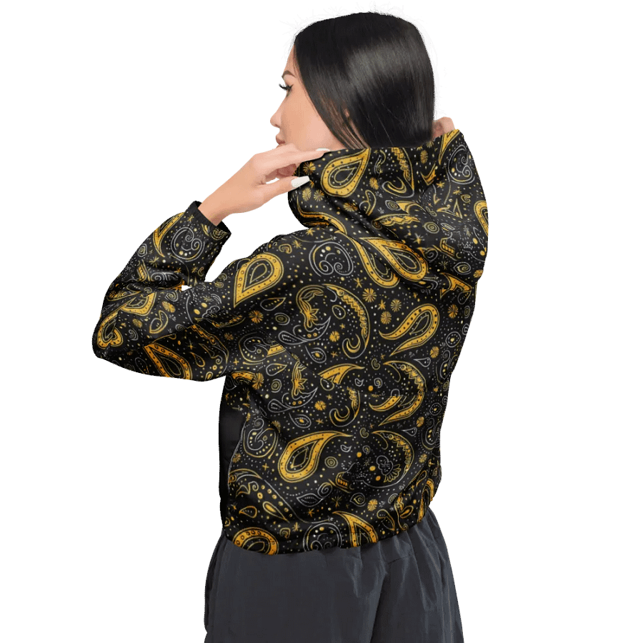 Yellow Paisley Gang Women's Cropped Windbreaker product image (4)