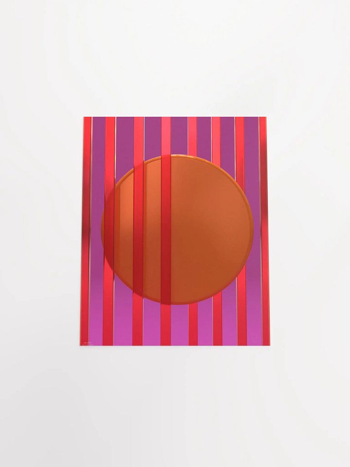 Minimalist 3D Digital Art | Pink Lines Orange Circle on Plum Background product image (1)