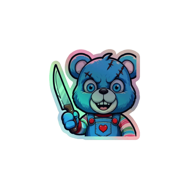 Menacing Blue Bear Holographic Sticker Sheet product image (1)