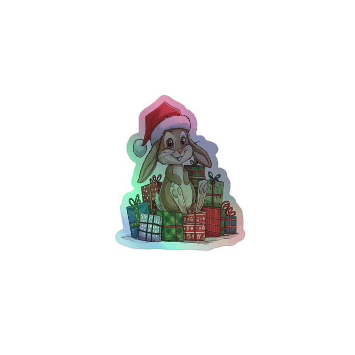 Santa Bunny Kiss-Cut Holographic Sticker Sheet product image (1)