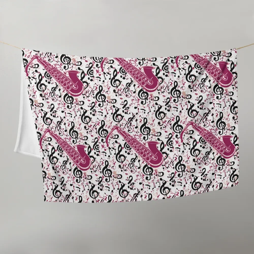 Pink Saxophone Pattern Throw Blanket product image (12)