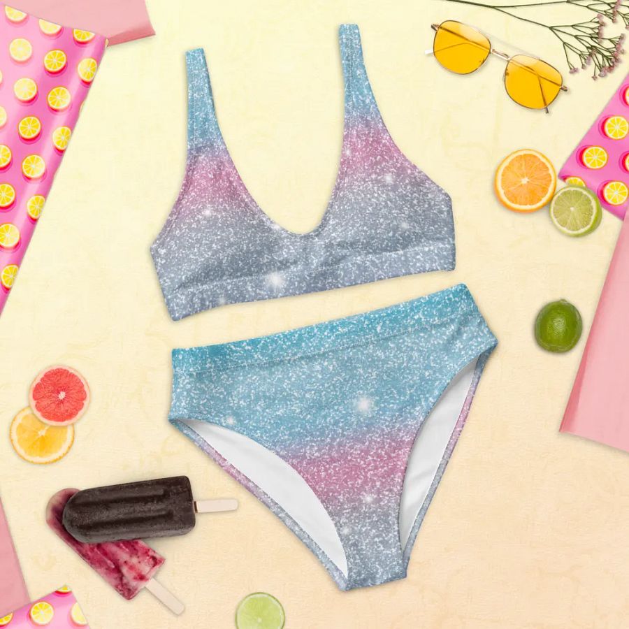 Glitter Unicorn Texture Design High Waisted Bikini (4) product image (12)