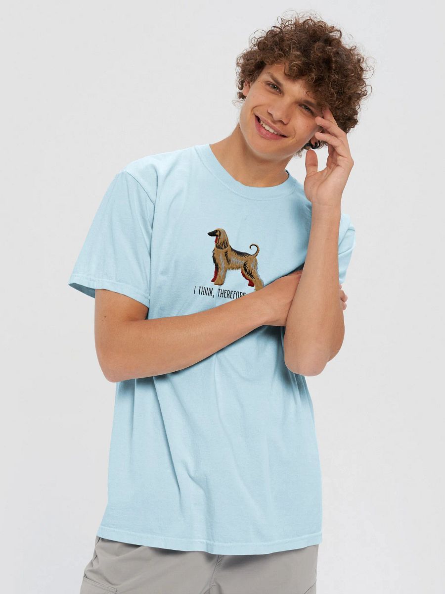 I Think, Therefore Afghan T-Shirt(Embroidered) of an Afghan Hound(Black Mask) product image (37)