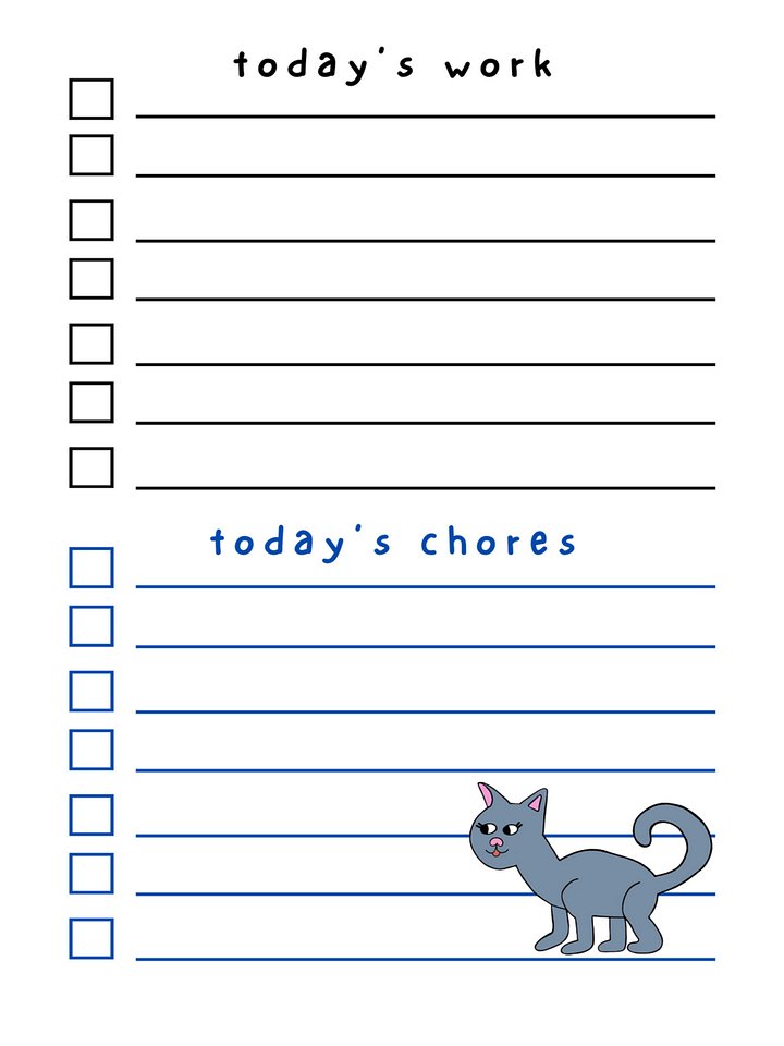 Cute Cartoon Grey Kitty Laminated To Do List with Dry Erase Marker product image (2)
