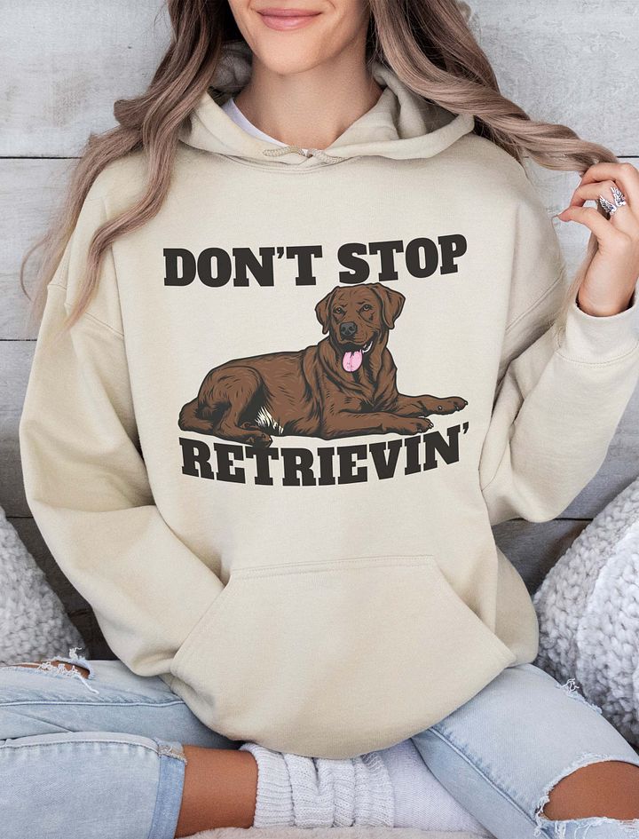 Don't Stop Retrievin' Hooded Sweatshirt of a Labrador Retriever(Choco) | Funny Hoodie for Lab Paw-rents product image (18)